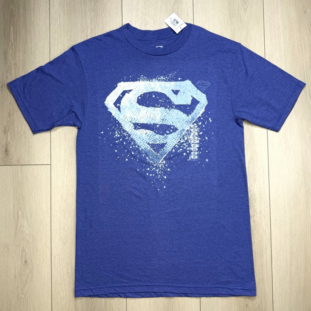 Superman‎ Logo Graphic T-Shirt Men's LT Blue Heather DC Comics Licensed Tee